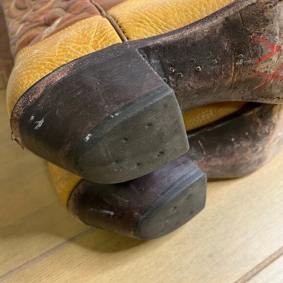 Nocona USA Cowboy‎ Boots Mens 11 C Brown Tan Western Leather Vintage main image 15